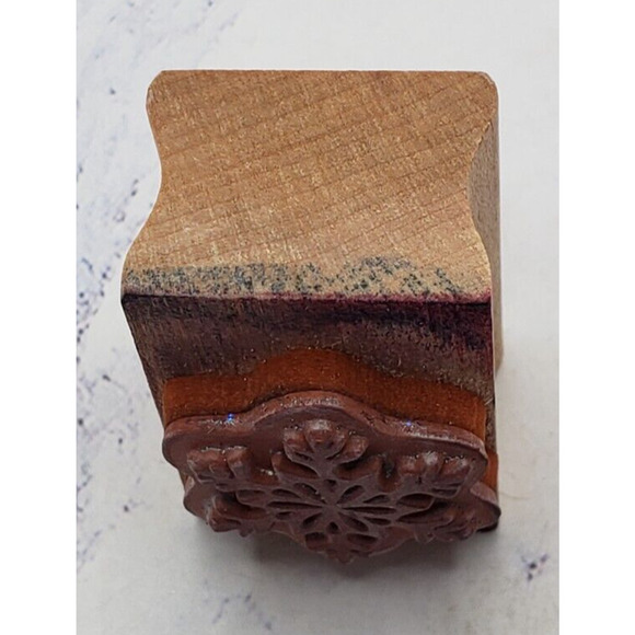 Classic Design Small Holiday Winter Snowflake Wood Mounted Rubber Stamp - Picture 3 of 7